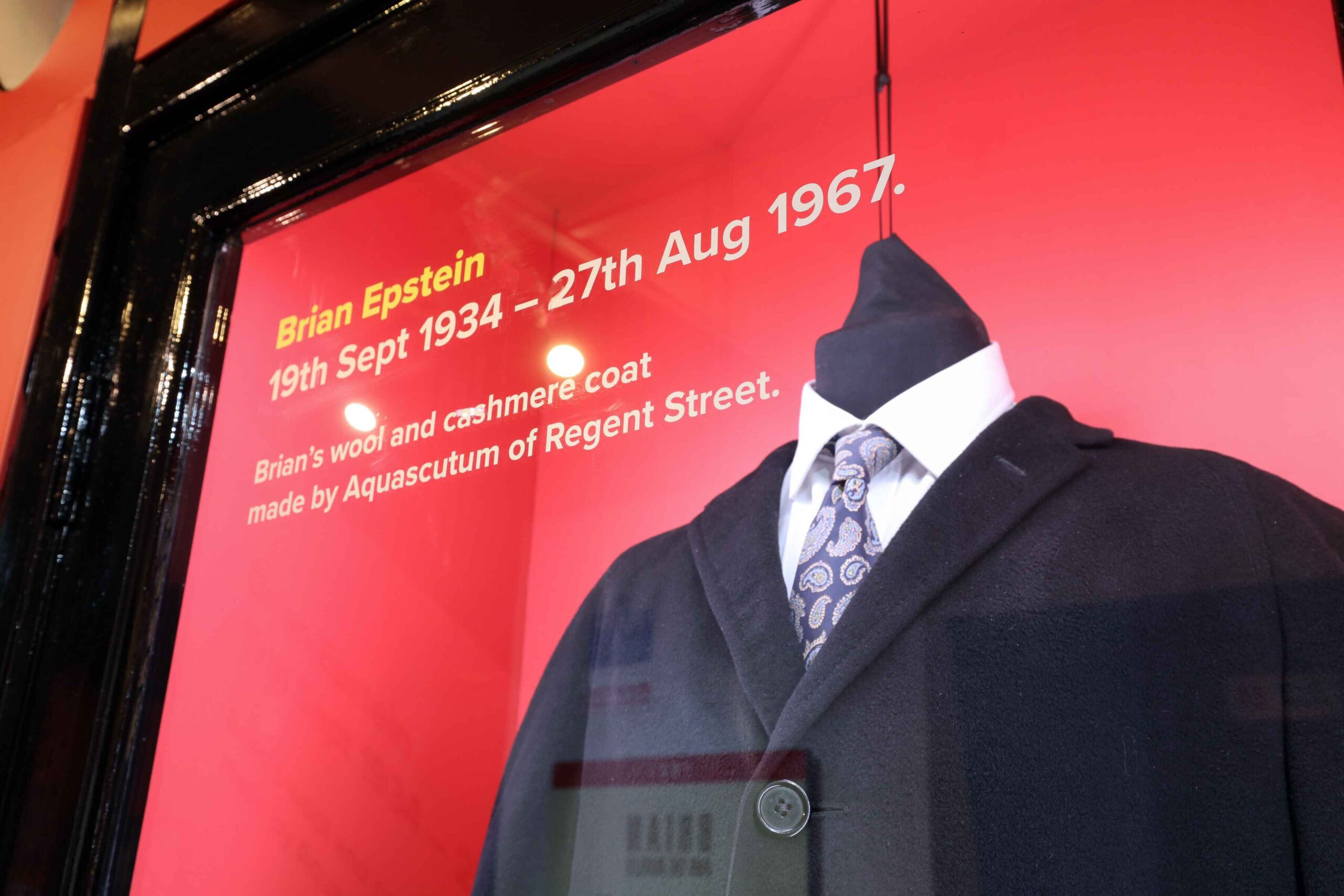 brian epstein suit on display at the beatles story, liverpool