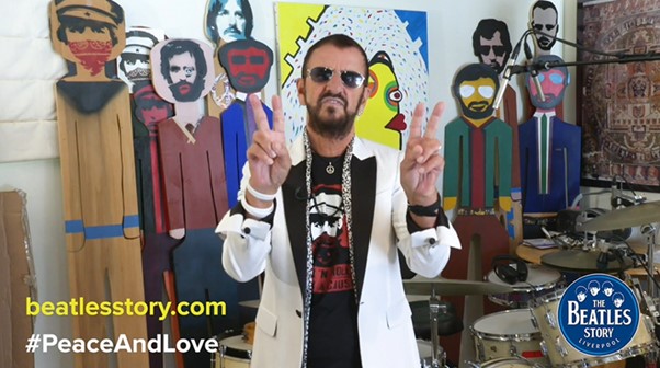 Ringo Starr thanking The Beatles Story, Liverpool 'with peace and love'.