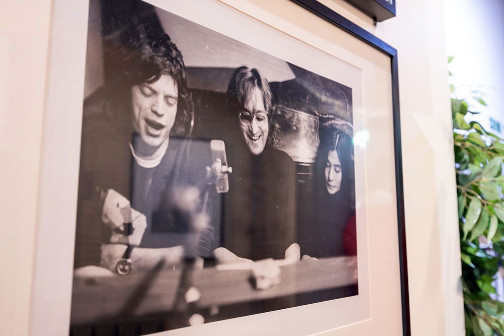 John Lennon, Mick Jagger and Yoko Ono at the piano